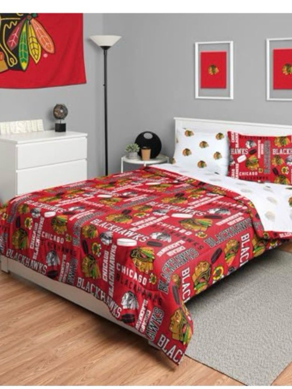 Black Red Chicago Sports Comforter Set